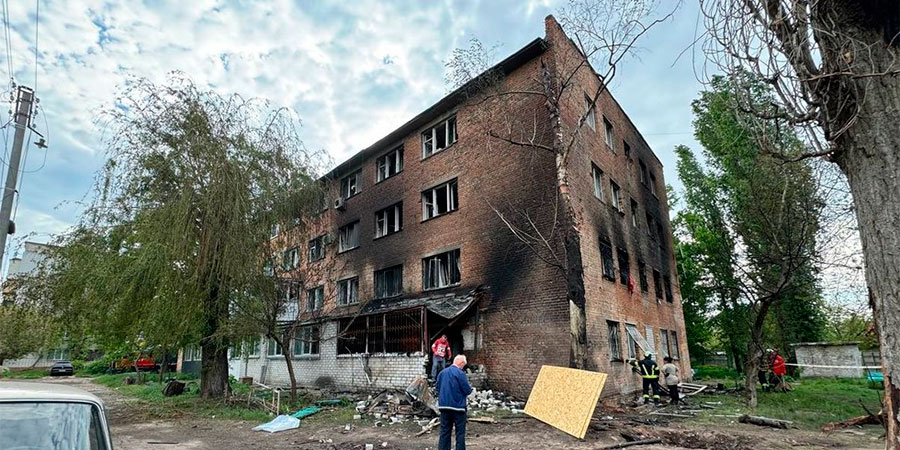 Гуртожитоу у Черкасах після влучання