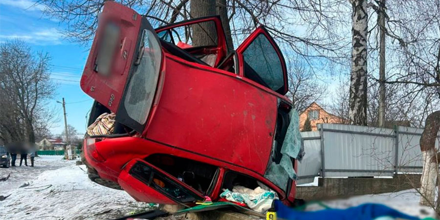 Hyundai Getz після ДТП у селі Теклине